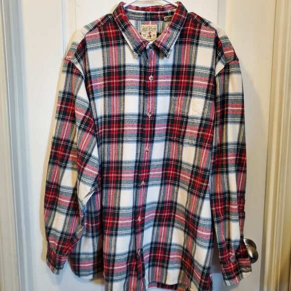 Classic Redhead  Red/Green/White Medium weight Flannel  - 3XL 100% Cotton - Picture 2 of 7